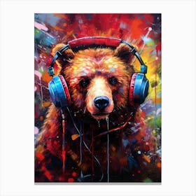 Bear With Headphones animal Canvas Print