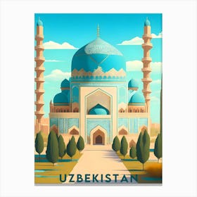 Uzbekistan Retro Travel Canvas Print