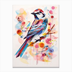 Bird Painting Collage House Sparrow 4 Canvas Print