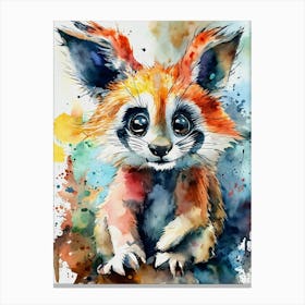 Strange Red Fox Watercolor Painting Canvas Print