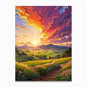 Sunset In The Field 25 Canvas Print