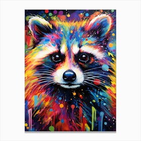 A Guadeloupe Raccoon Vibrant Paint Splash 4 Canvas Print