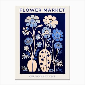 Blue Flower Market Poster Queen Annes Lace 1 Canvas Print