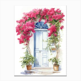 Athens, Greece   Mediterranean Doors Watercolour Painting 4 Canvas Print