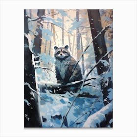 Winter Raccoon 2 Illustration Canvas Print