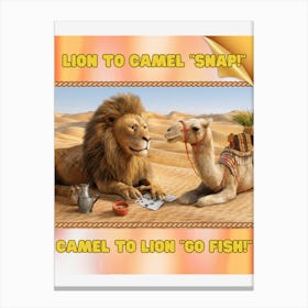 Lion and Camel Card Game Canvas Print