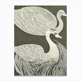 Goose Linocut Bird Canvas Print