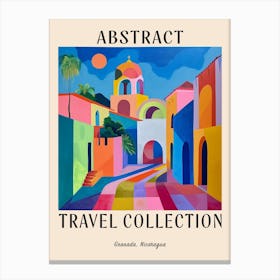 Abstract Travel Collection Poster Granada Nicaragua 3 Canvas Print