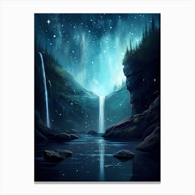 Waterfall In The Night Canvas Print