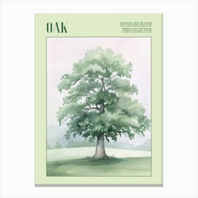 Oak Tree Atmospheric Watercolour Painting 9 Poster Canvas Print