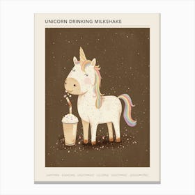 Unicorn Drinking A Rainbow Sprinkles Milkshake Uted Pastels 3 Poster Canvas Print