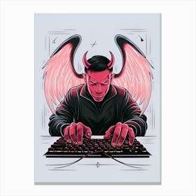 Devil On A Keyboard 6 Canvas Print