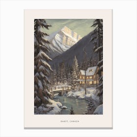 Vintage Winter Poster Banff Canada 2 Canvas Print