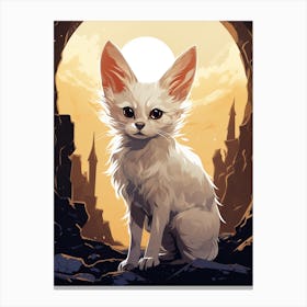 Fennec Fox Moon Illustration 3 Canvas Print