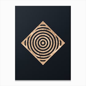 Abstract Geometric Gold Glyph on Dark Teal n.0132 Canvas Print