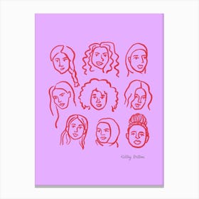 Girls in Red and Purple Canvas Print