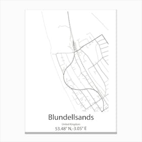 Blundellsands,United Kingdom Minimalist Map Canvas Print