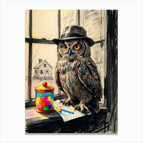 Owl In Hat 1 Canvas Print