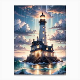 A Lighthouse In The Middle Of The Ocean 70 Canvas Print