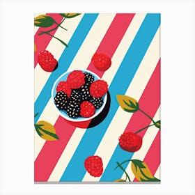 Raspberries Fruit Summer Illustration 4 Canvas Print