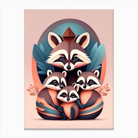 Raccoon Family Canvas Print