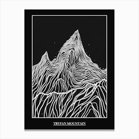 Tryfan Mountain Line Drawing 5 Poster Canvas Print