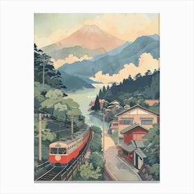 Hakone Japan 2 Retro Illustration Canvas Print