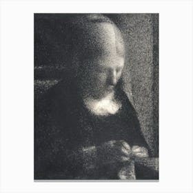 The Artist’S Mother Doing Embroidery, Georges Seurat Canvas Print