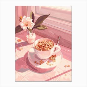 Pink Breakfast Food Granola Bowl 1 Canvas Print