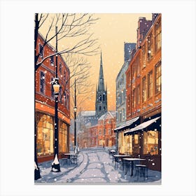 Vintage Winter Travel Illustration Oxford United Kingdom 1 Canvas Print
