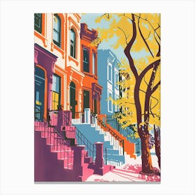 Brooklyn Heights New York Colourful Silkscreen Illustration 1 Canvas Print
