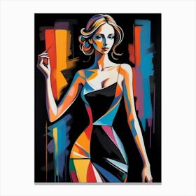 Woman In A Colorful Dress 3 Canvas Print