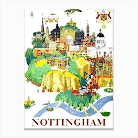 Nottingham, England, Vintage Travel Poster Canvas Print