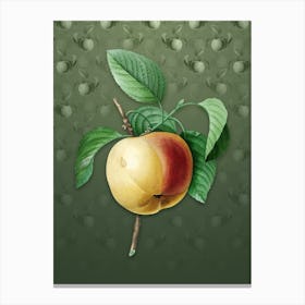 Vintage Snow Calville Apple Botanical on Lunar Green Pattern Canvas Print