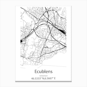 Ecublens,Switzerland Minimalist Map Canvas Print