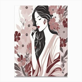 Asian Woman With Flowers 2 Canvas Print