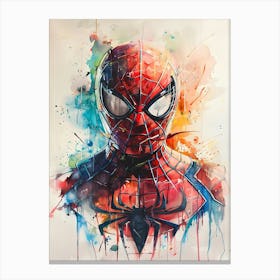 Spiderman Portrait Watercolor 1 Canvas Print