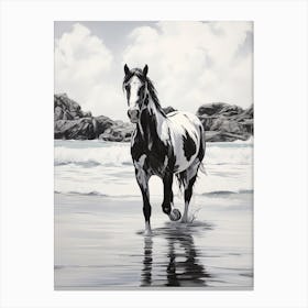 A Horse Oil Painting In Praia Do Camilo, Portugal, Portrait 4 Canvas Print