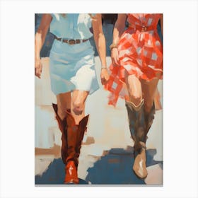 Two Women In Cowboy Boots 1 Canvas Print