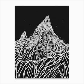 Tryfan Mountain Line Drawing 5 Canvas Print