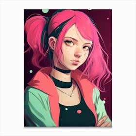 Pink Hair Anime Girl Canvas Print
