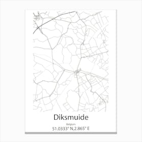 Diksmuide,Belgium Minimalist Map Canvas Print