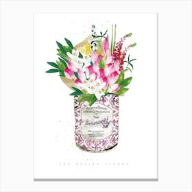 Pink Tulips In Vintage Can Canvas Print
