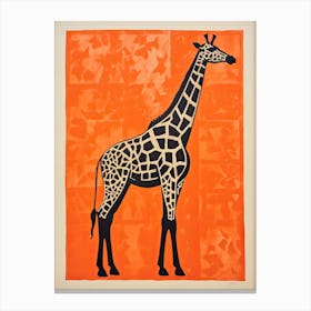 Giraffe, Woodblock Animal  Drawing 3 Canvas Print