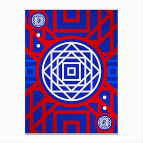 Geometric Abstract Glyph in White on Red and Blue Array n.0036 Canvas Print