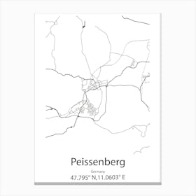 Peissenberg,Germany Minimalist Map Canvas Print