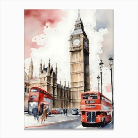 London City Watercolor Canvas Print