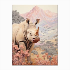 Patchwork Rhino With The Trees 1 Canvas Print