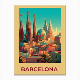 Barcelona Old art print. Canvas Print