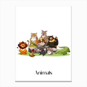 54.Beautiful jungle animals. Fun. Play. Souvenir photo. World Animal Day. Nursery rooms. Children: Decorate the place to make it look more beautiful. Canvas Print